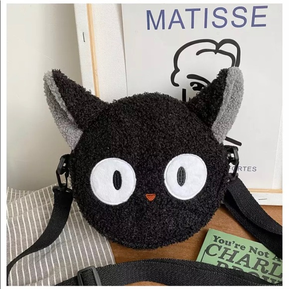 Handbags - Plush Black Kitty Shoulder Crossbody Bag